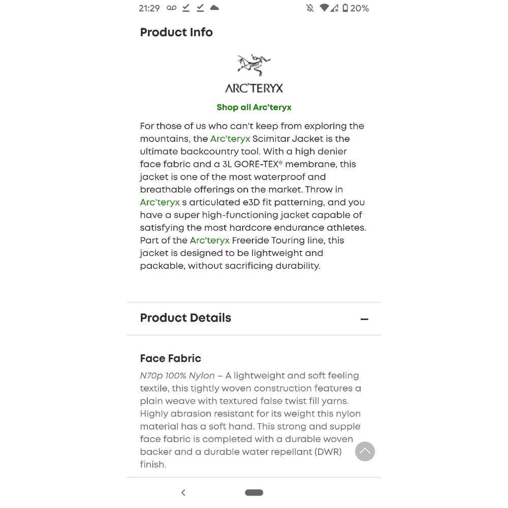 Arc'teryx Scimitar Ski Jacket (Shashka/Sentinel) - Picture 7 of 13